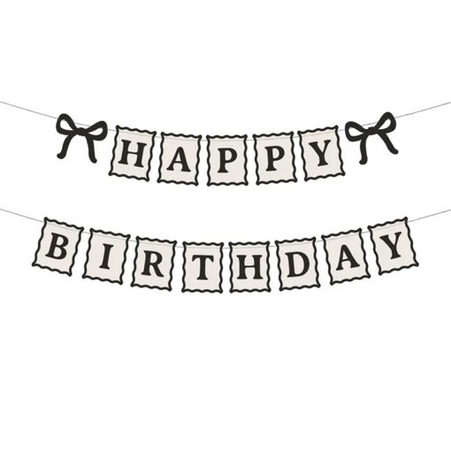 Picture of BANNER HAPPY BIRTHDAY BLACK BOWS 1M